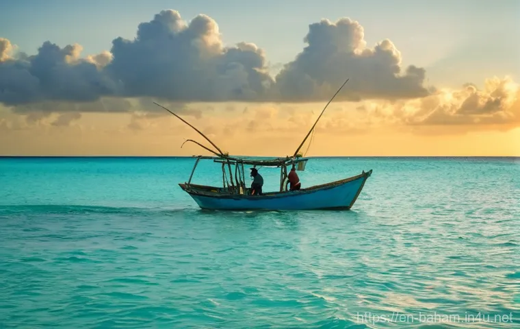 바하마와 쿠바의 관계 - **Prompt:** "Two seasoned Caribbean fishermen, one Bahamian and one Cuban, in their traditional smal...