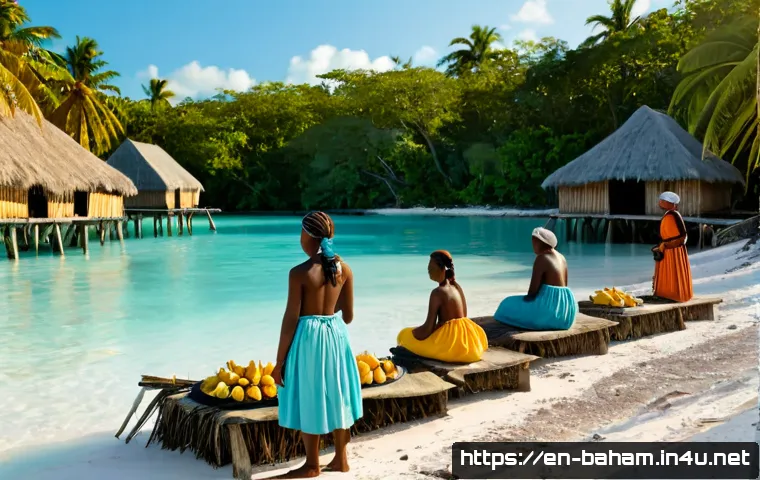 바하마 원주민 루카얀족 - Photorealistic historical reconstruction of a pre-contact Lucayan settlement in the Bahamas, Indigen...